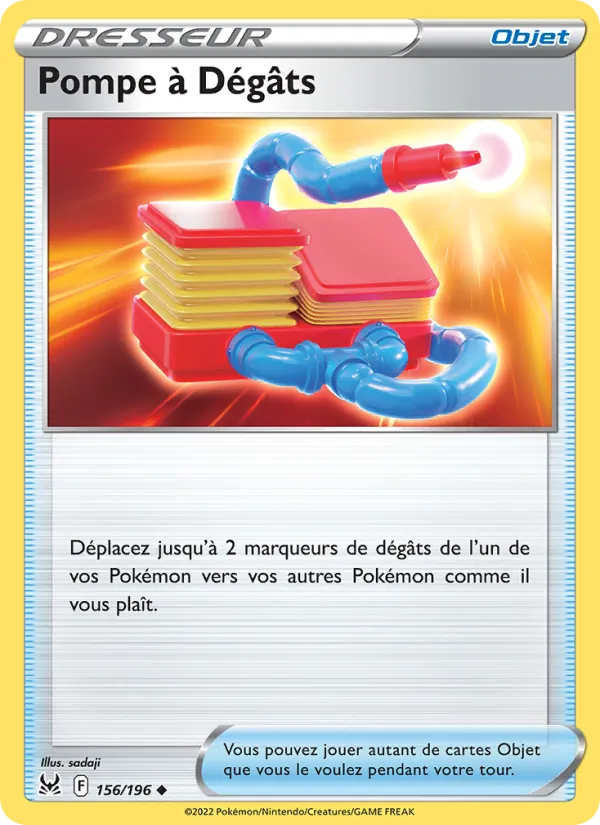 Carte Pokémon Pompe à Dégâts 156/196 de l'extension Origine Perdue
