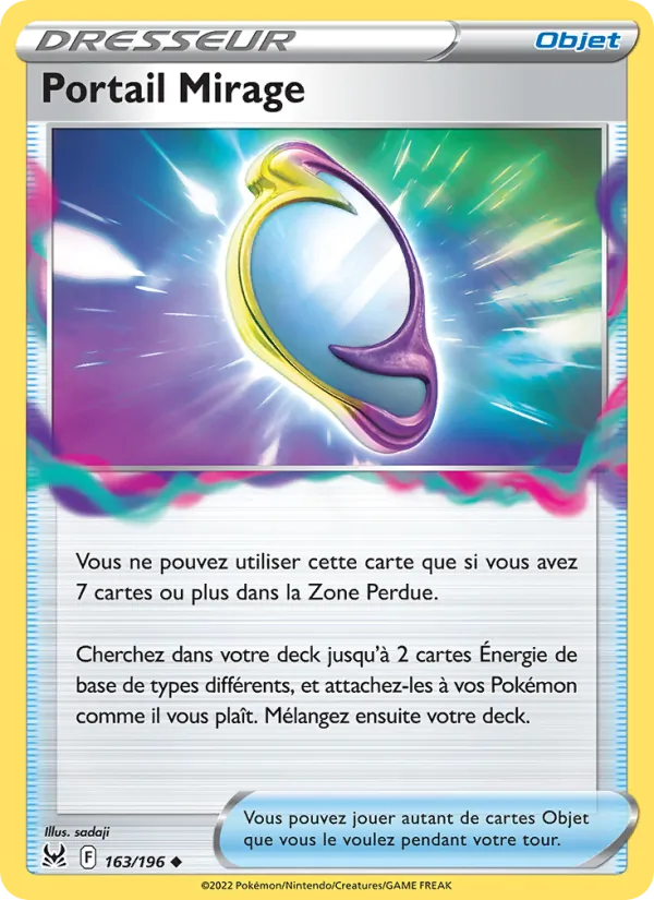 Carte Pokémon Portail Mirage 163/196 de l'extension Origine Perdue