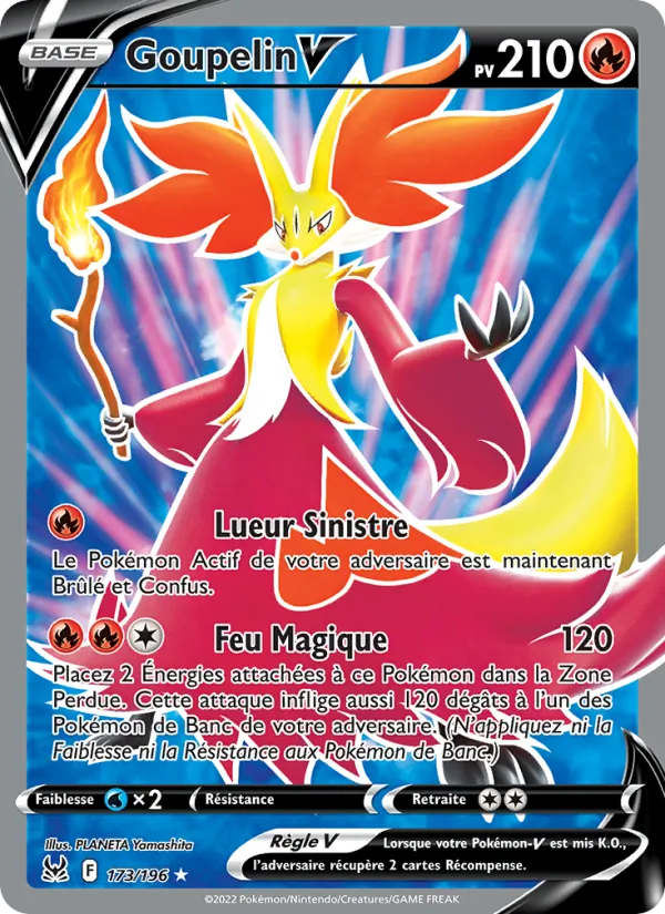 Carte Pokémon Goupelin V 173/196 de l'extension Origine Perdue