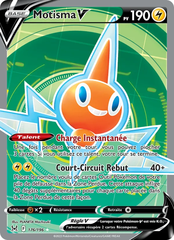 Carte Pokémon Motisma V 176/196 de l'extension Origine Perdue