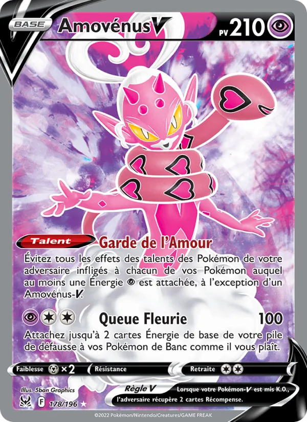 Carte Pokémon Amovénus V 178/196 de l'extension Origine Perdue
