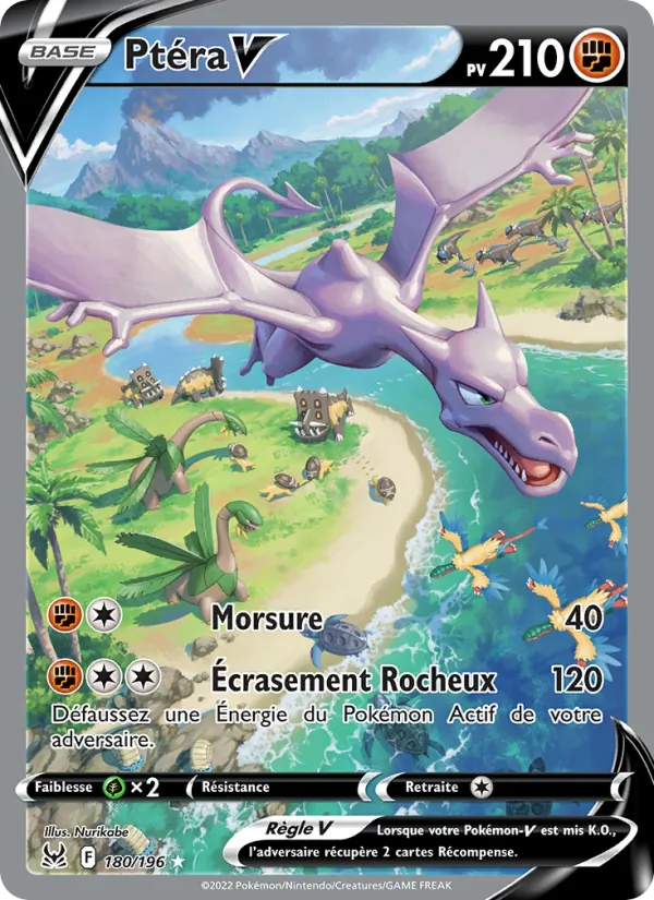 Carte Pokémon Ptéra V 180/196 de l'extension Origine Perdue