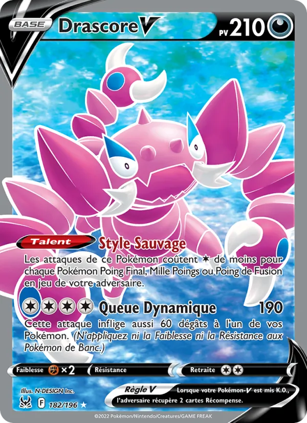 Carte Pokémon Drascore V 182/196 de l'extension Origine Perdue