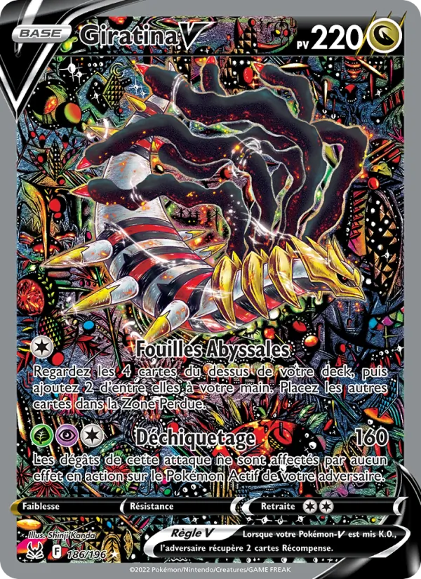 Carte Pokémon Giratina V 186/196 de l'extension Origine Perdue