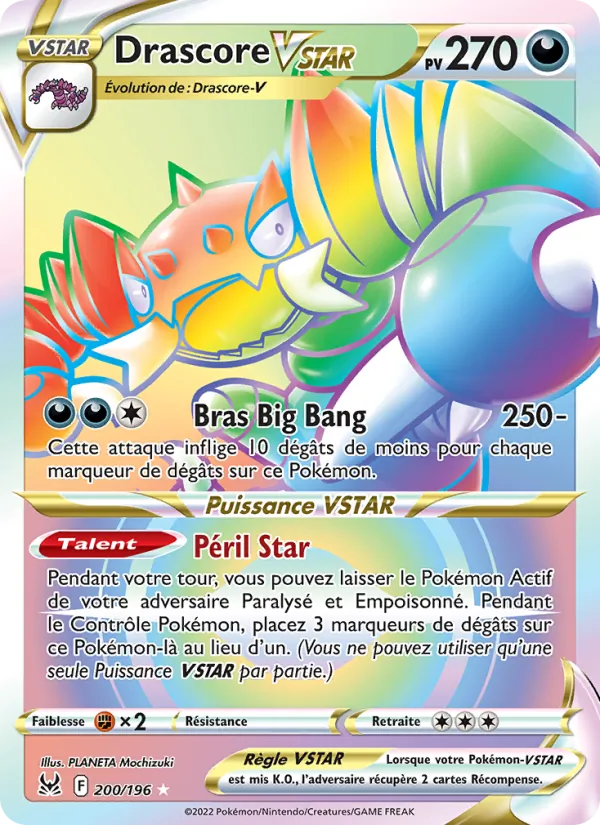 Carte Pokémon Drascore VSTAR 200/196 de l'extension Origine Perdue