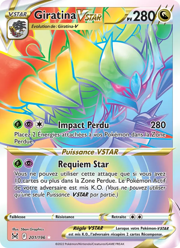 Carte Pokémon Giratina VSTAR 201/196 de l'extension Origine Perdue