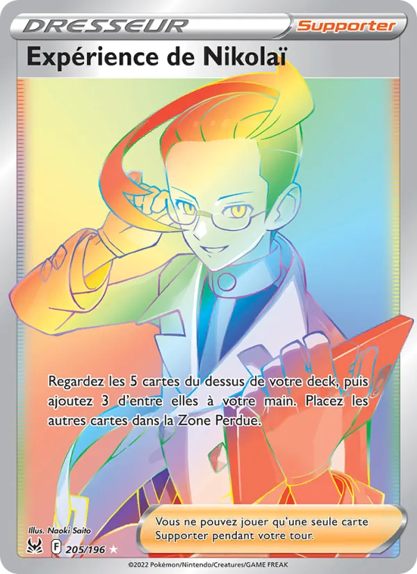 Carte Pokémon Expérience de Nikolaï 205/196 de l'extension Origine Perdue