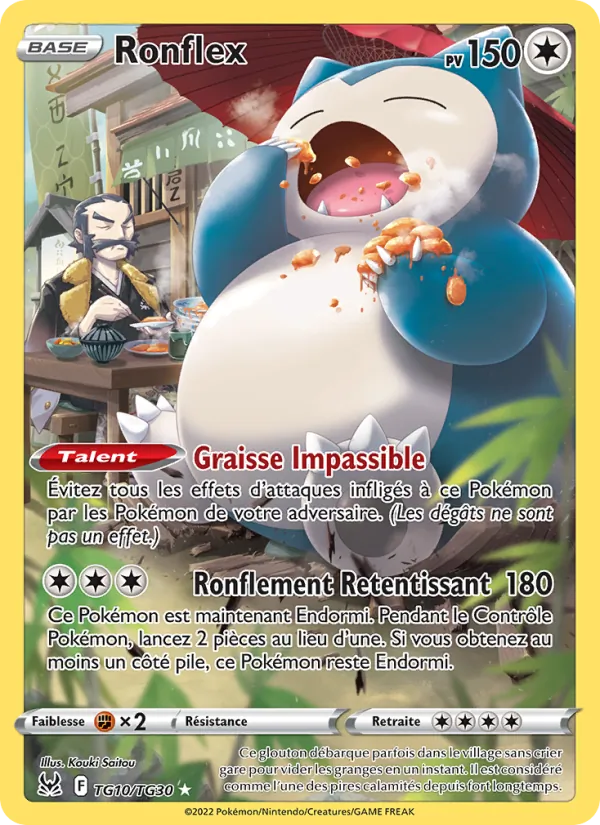 Carte Pokémon Ronflex TG10/196 de l'extension Origine Perdue