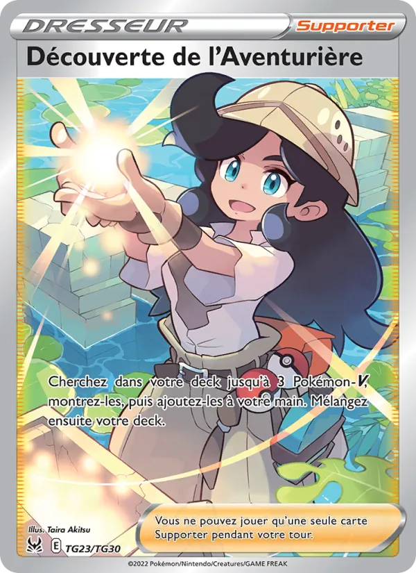 Carte Pokémon Découverte de l'Aventurière TG23/196 de l'extension Origine Perdue