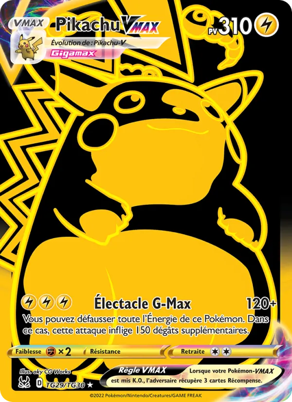 Carte Pokémon Pikachu VMAX TG29/196 de l'extension Origine Perdue