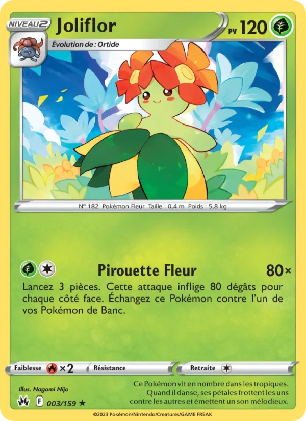 Carte Pokémon Joliflor 003/159 de l'extension Zénith Suprême