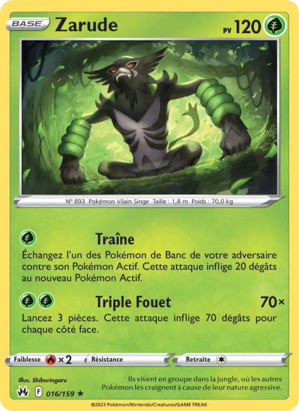 Carte Pokémon Zarude 016/159 de l'extension Zénith Suprême