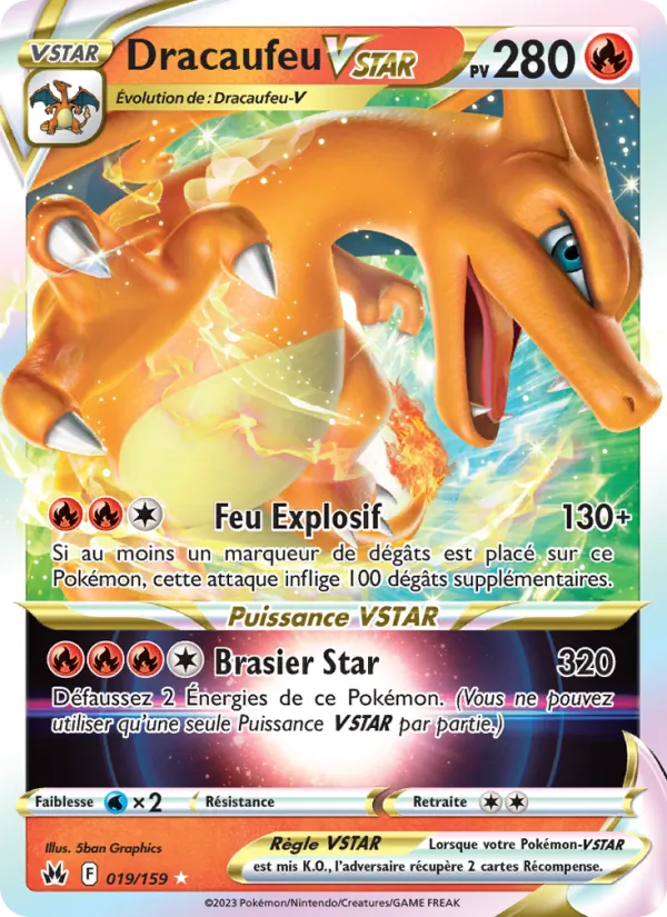 Carte Pokémon Dracaufeu VSTAR 019/159 de l'extension Zénith Suprême