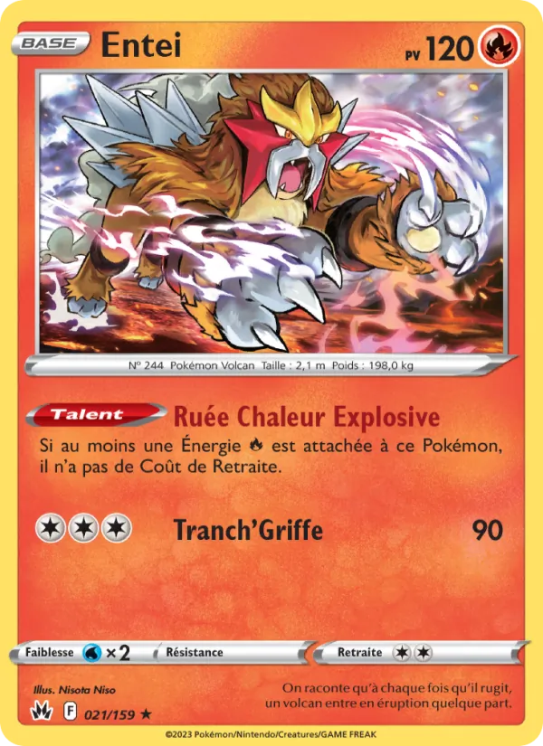 Carte Pokémon Entei 021/159 de l'extension Zénith Suprême