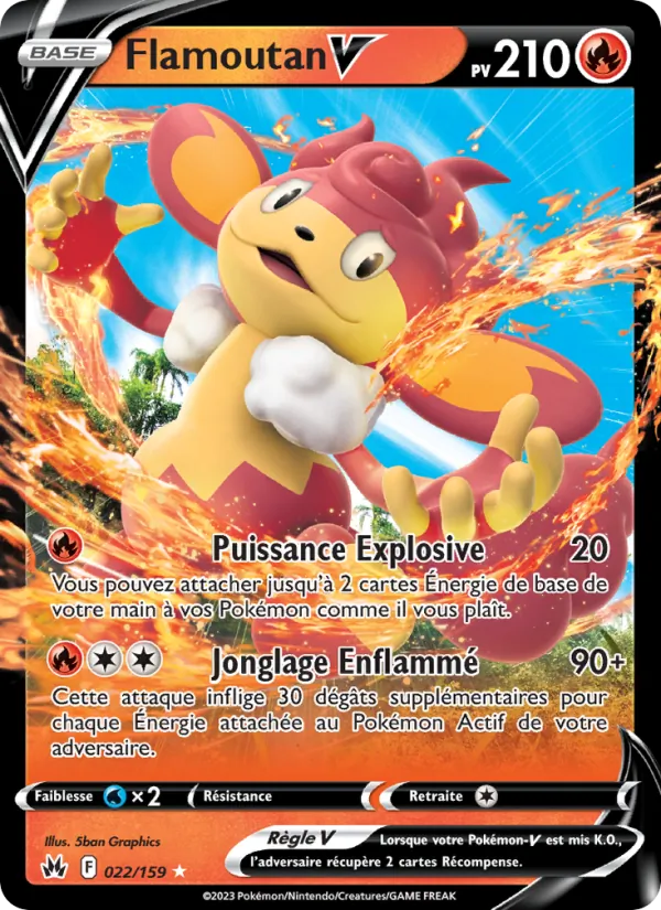 Carte Pokémon Flamoutan V 022/159 de l'extension Zénith Suprême