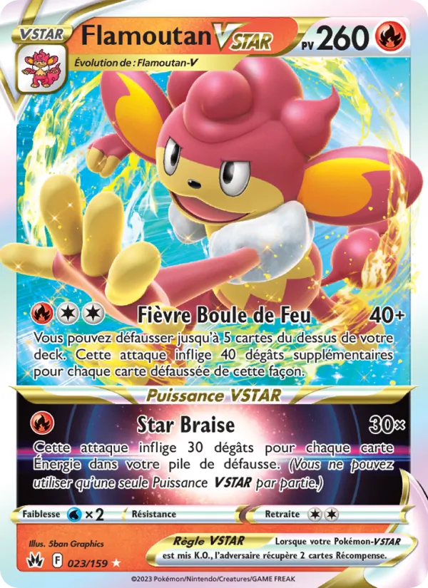 Carte Pokémon Flamoutan VSTAR 023/159 de l'extension Zénith Suprême