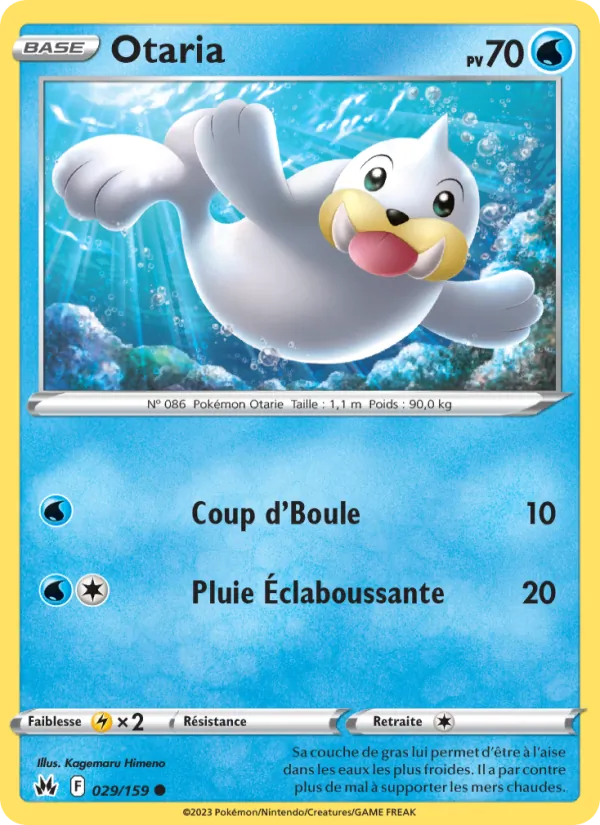 Carte Pokémon Otaria 029/159 de l'extension Zénith Suprême