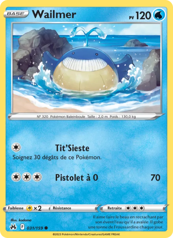 Carte Pokémon Wailmer 031/159 de l'extension Zénith Suprême