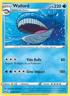 Carte Pokémon Wailord 032