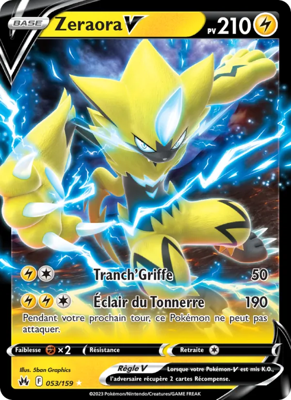 Carte Pokémon Zeraora V 053/159 de l'extension Zénith Suprême