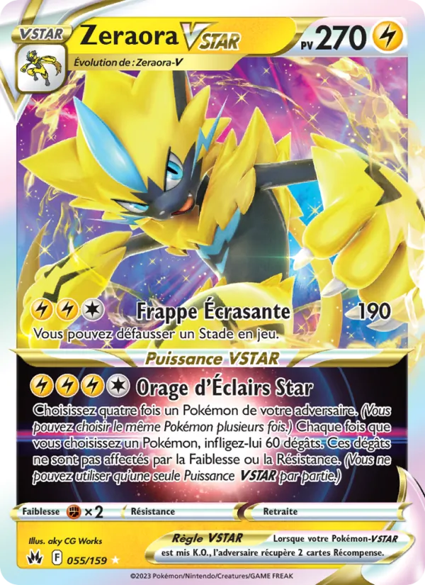 Carte Pokémon Zeraora VSTAR 055/159 de l'extension Zénith Suprême