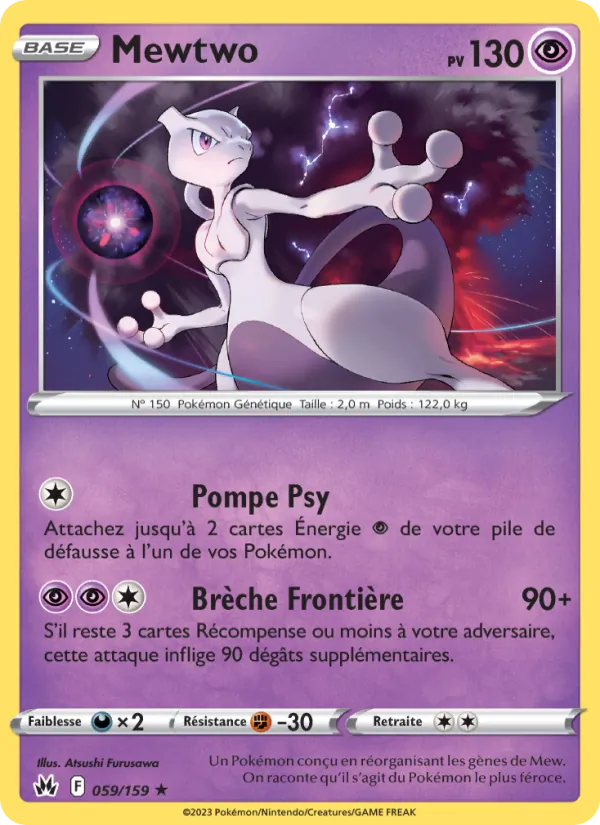 Carte Pokémon Mewtwo 059/159 de l'extension Zénith Suprême