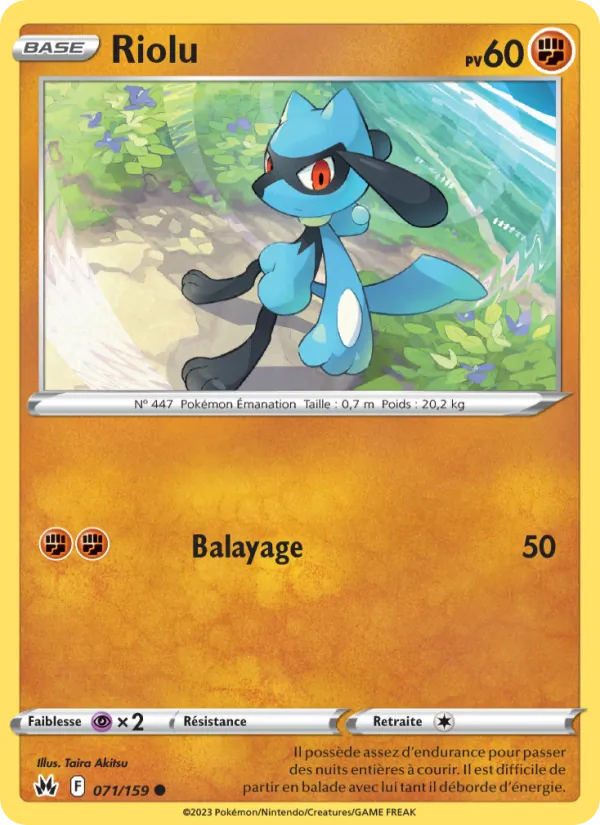 Carte Pokémon Riolu 071/159 de l'extension Zénith Suprême
