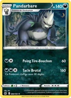 Carte Pokémon Pandarbare 080