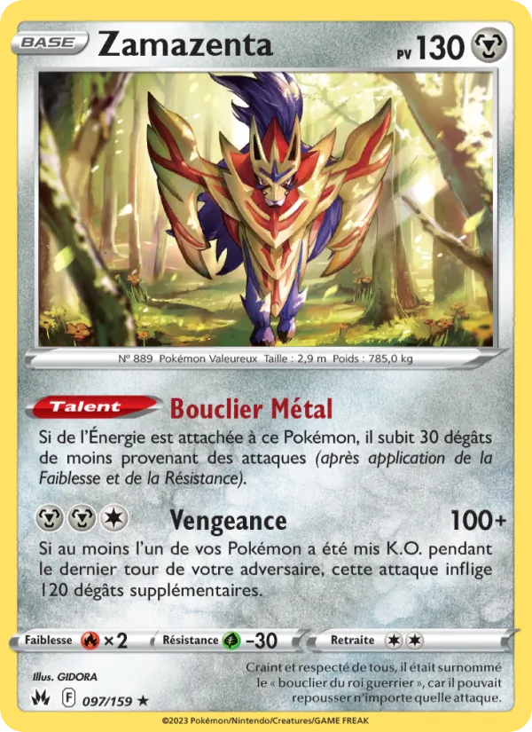 Carte Pokémon Zamazenta 097/159 de l'extension Zénith Suprême