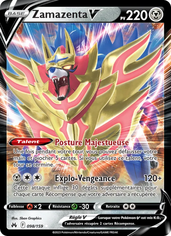 Carte Pokémon Zamazenta V 098/159 de l'extension Zénith Suprême