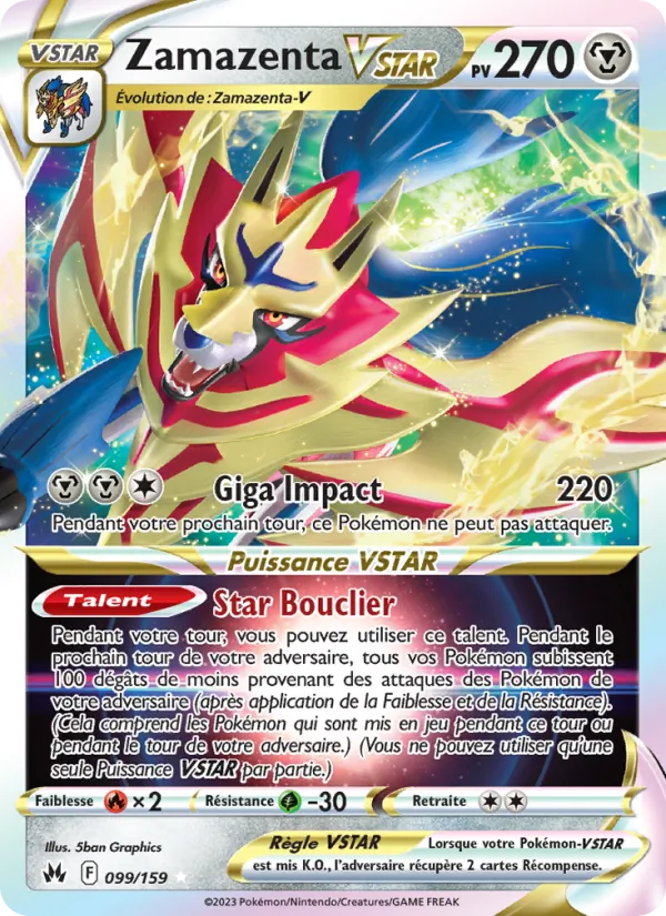 Carte Pokémon Zamazenta VSTAR 099/159 de l'extension Zénith Suprême