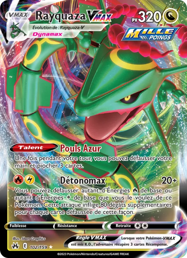 Carte Pokémon Rayquaza VMAX 102/159 de l'extension Zénith Suprême