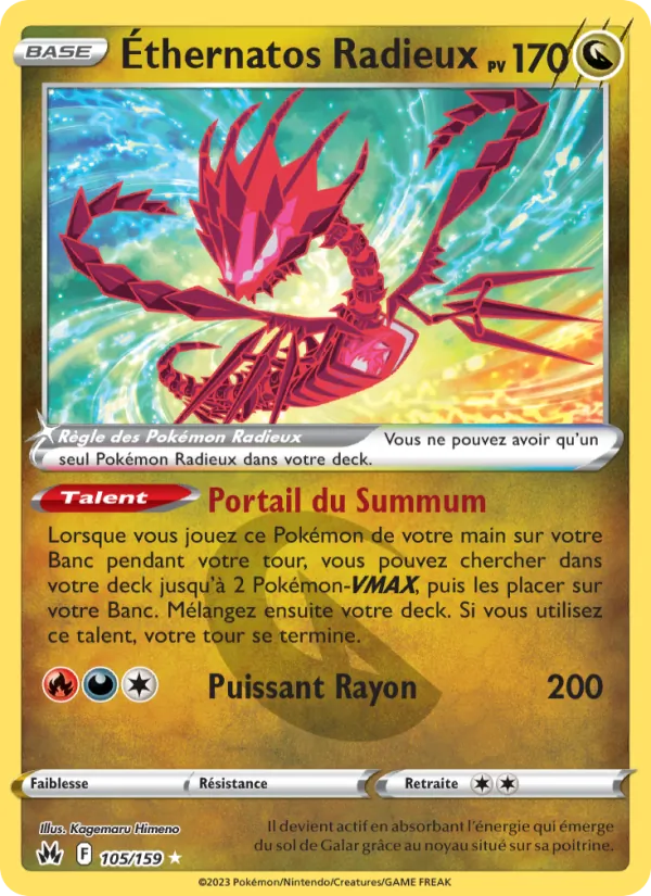 Carte Pokémon Éthernatos Radieux 105/159 de l'extension Zénith Suprême