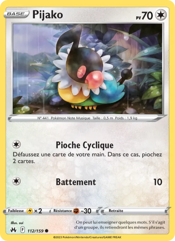 Carte Pokémon Pijako 112/159 de l'extension Zénith Suprême