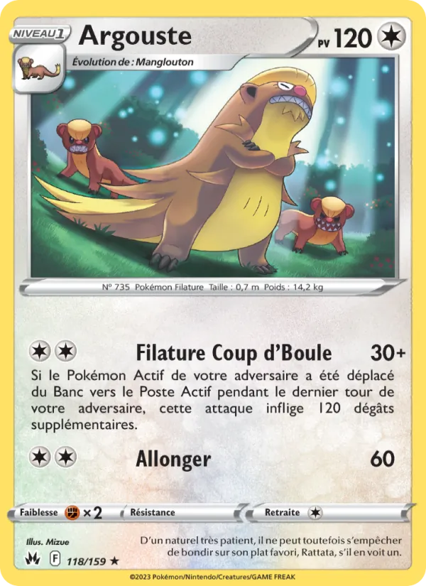 Carte Pokémon Argouste 118/159 de l'extension Zénith Suprême