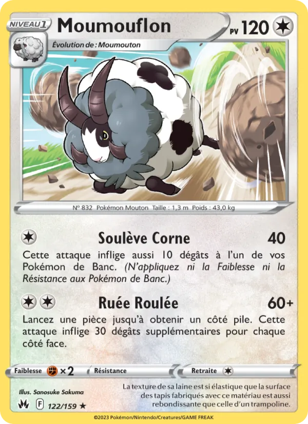 Carte Pokémon Moumouflon 122/159 de l'extension Zénith Suprême