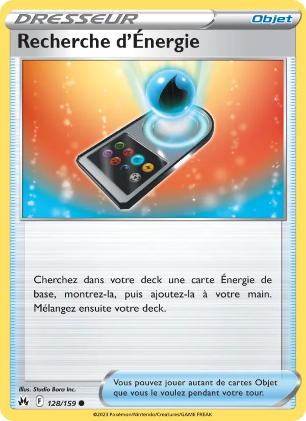Carte Pokémon Recherche d'Énergie 128/159 de l'extension Zénith Suprême