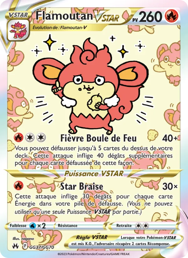 Carte Pokémon Flamoutan VSTAR GG37/159 de l'extension Zénith Suprême
