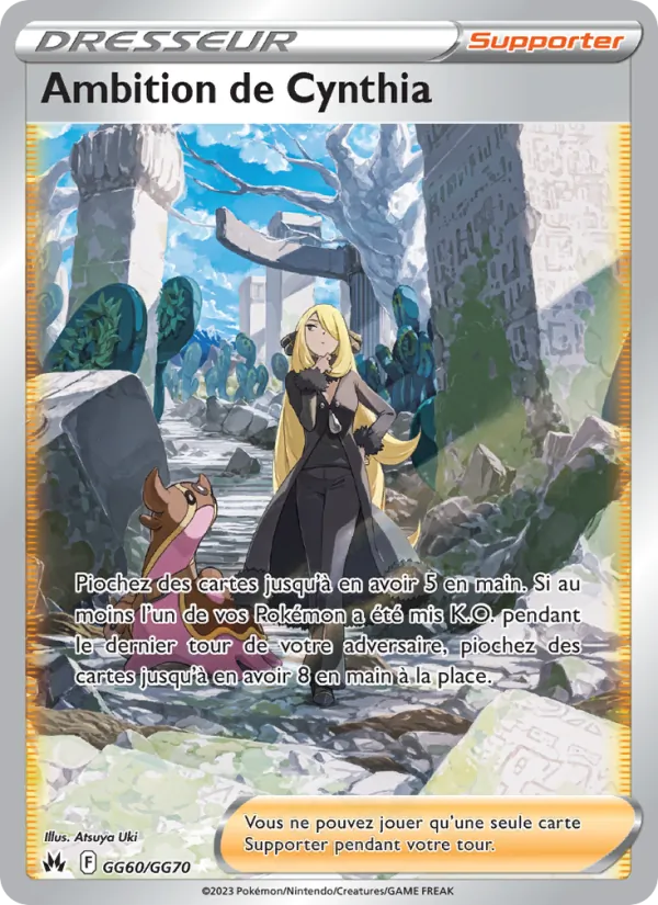 Carte Pokémon Ambition de Cynthia GG60/159 de l'extension Zénith Suprême