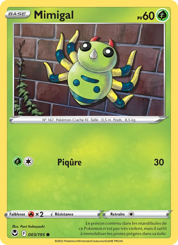 Carte Pokémon Mimigal 003/195 de l'extension Tempête Argentée