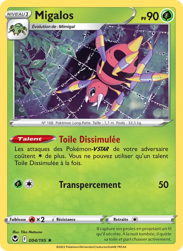 Carte Pokémon Migalos 004/195 de l'extension Tempête Argentée