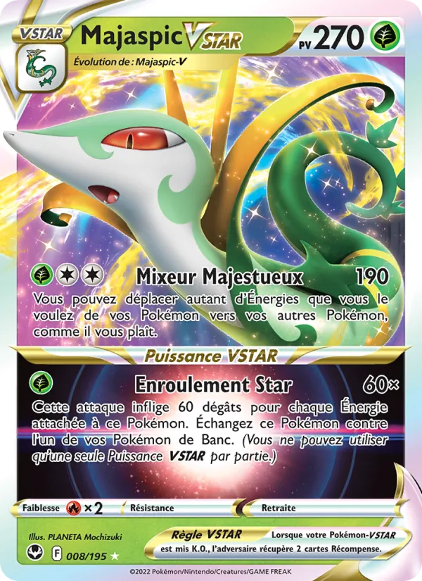 Carte Pokémon Majaspic VSTAR 008/195 de l'extension Tempête Argentée