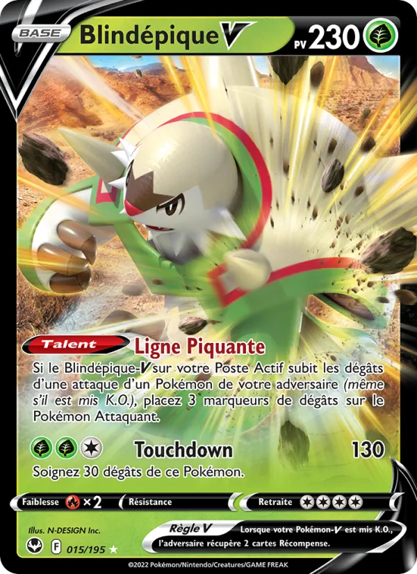 Carte Pokémon Blindépique V 015/195 de l'extension Tempête Argentée