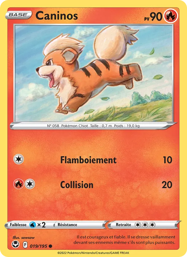 Carte Pokémon Caninos 019/195 de l'extension Tempête Argentée