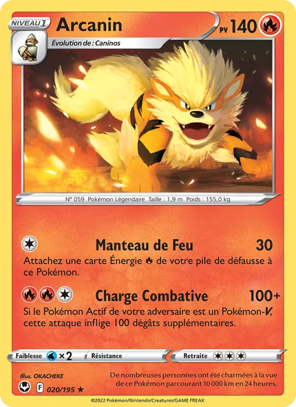 Carte Pokémon Arcanin 020/195 de l'extension Tempête Argentée