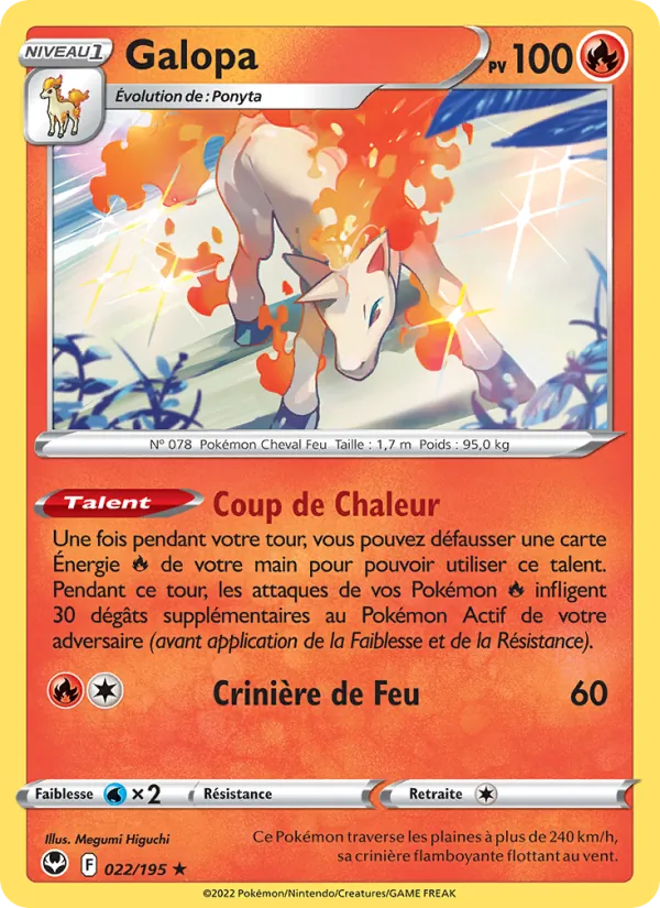Carte Pokémon Galopa 022/195 de l'extension Tempête Argentée