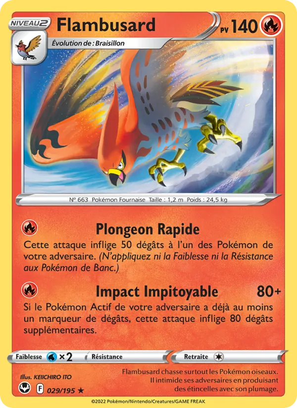 Carte Pokémon Flambusard 029/195 de l'extension Tempête Argentée