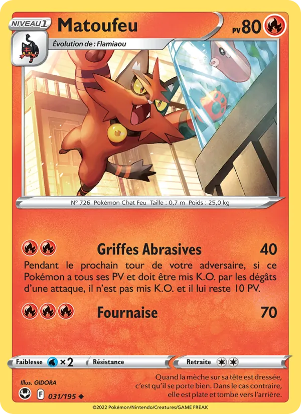 Carte Pokémon Matoufeu 031/195 de l'extension Tempête Argentée