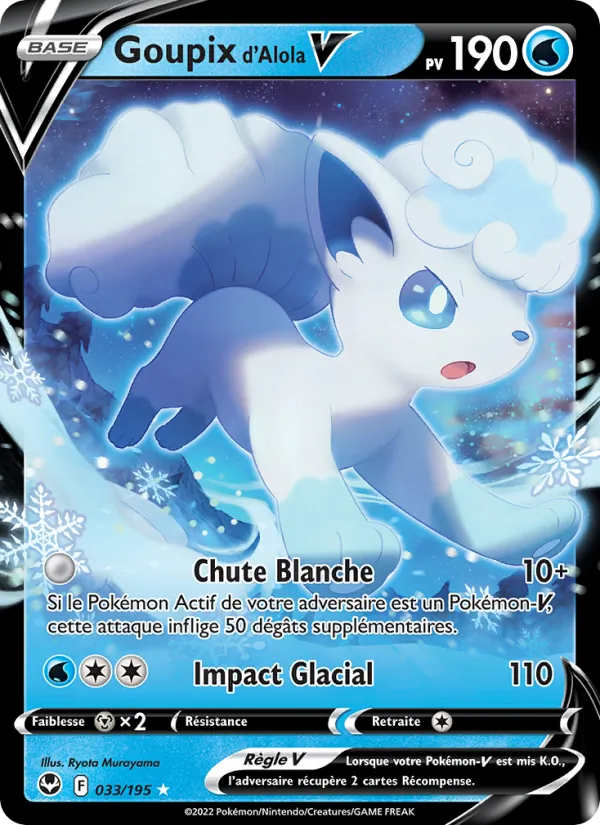 Carte Pokémon Goupix d'Alola V 033/195 de l'extension Tempête Argentée