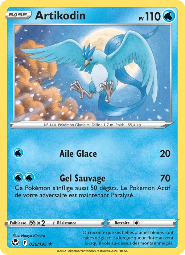 Carte Pokémon Artikodin 036/195 de l'extension Tempête Argentée